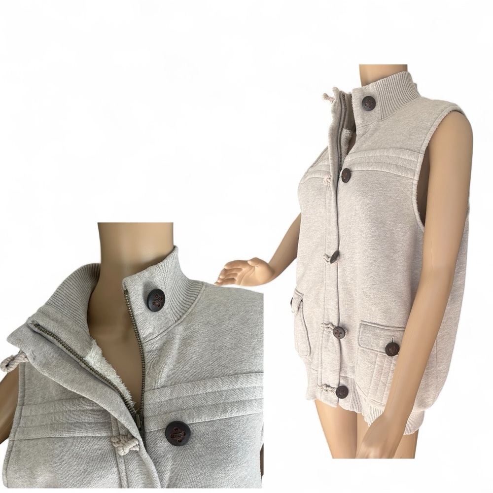 Old Navy Sherpa-Lined Button Front Vest Women’s XL – Light Gray